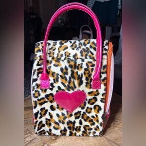 9” Pucci Pups Battat Leopard Print Heart Plush Stuffed Animal Carrier EPC